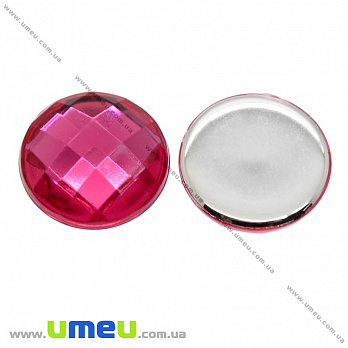 Кабошон пластиковий, Круглий гранований, 12 мм, Малиновий (KAB-012505)