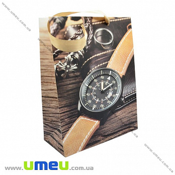 Подарунковий пакет Годинник, 23х18х8 см, Бежевий (UPK-023406)