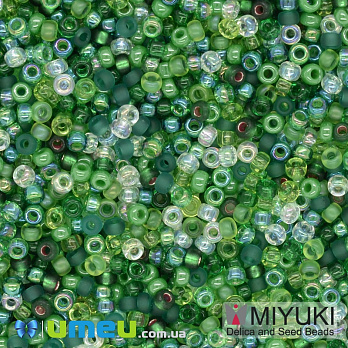 Бисер японский Miyuki круглый RR 11/0 №MIX03, Микс зеленый, 5 г (BIS-038823)
