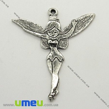 [Архів] Підвіска металева Фея, Античне срібло, 52х46 мм (POD-004945)