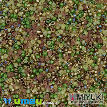 Бісер японський Miyuki круглий RR 15/0 №MIX07, Мікс оливковий (BIS-040548)
