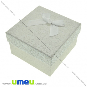 Подарочная коробочка Квадратная с узором, 8,5х8,5х5,5 см, Белая, 1 шт (UPK-023097)