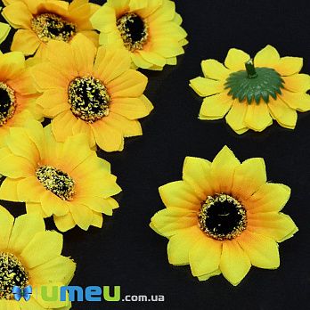 Соняшник тканинний маленький (головка), 50 мм, Жовтий (DIF-044993)