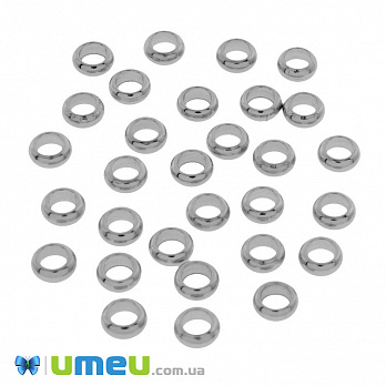 Бусины из нерж. стали Круглые плоские, 3х1,2 мм, Темное серебро (STL-049530)