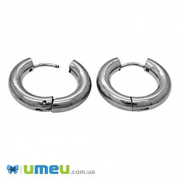 Сережки-кільця Huggie з нержавіючої сталі, 20,5х19х4 мм, Темне срібло (STL-047289)