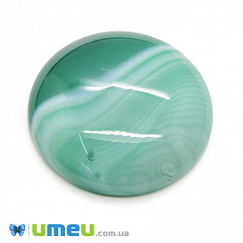 Кабошон нат. камінь Агат зелений, Круглий, 25,1 мм (KAB-050003)