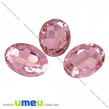 Ріволі скляний, Овал гранований, 25х18 мм, Рожевий (KAB-009454)