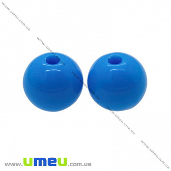 Бусина пластиковая Круглая, 10 мм, Синяя, 1 шт (BUS-001651)