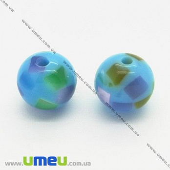 [Архів] Намистина пластикова Кругла, 12 мм, Блакитна (BUS-003580)