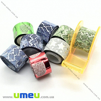 Декоративний скотч гліттерний з дозатором, Мікс, 12 мм (DIF-022568)