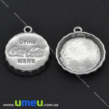 [Архів] Підвіска металева Кришка Соса-Cola, Темне срібло, 24х21 мм (POD-007452)