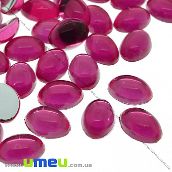 Кабошон пластиковий, Овал, 14х10 мм, Малиновий (KAB-022055)