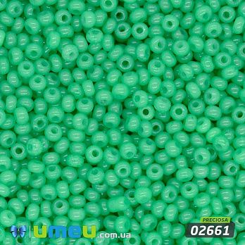 Бісер чеський №449/02661, Зелений, Алебастровий, 10/0 (BIS-043804)