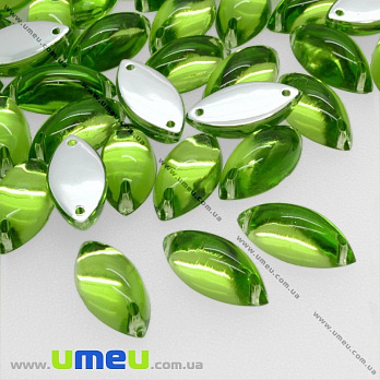 Пришивний кристал пласт. Човник, 15х7 мм, Оливковий (KAB-012182)