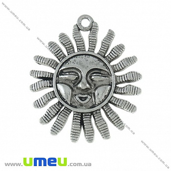 [Архів] Підвіска металева Сонце, Античне срібло, 33х29 мм (POD-021081)