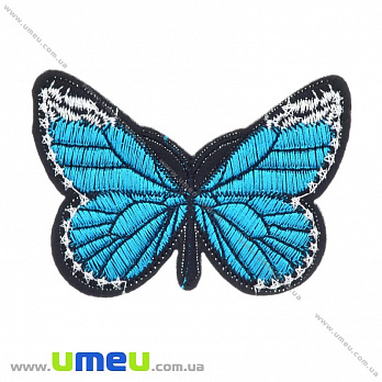 Термоаппликация Бабочка, 8х5,5 см, Голубая, 1 шт (APL-022182)