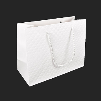 Подарочный пакет Ромбики, 23х17,5х10 см, Белый (UPK-035626)