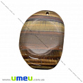 Подвеска из натурального камня, Тигровый глаз, 40х29 мм, 1 шт (POD-014350)