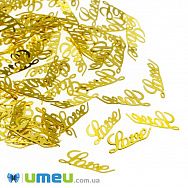 Декоративный элемент Love, 7х3х0,1 мм, Золото (DIF-047123)