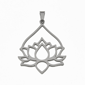 Підвіска з нерж. сталі Квітка лотоса, 38х25 мм, Темне срібло (STL-059148)