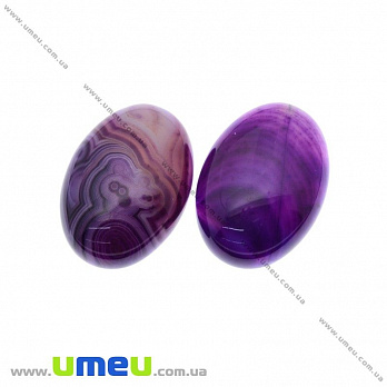 Кабошон нат. камень Агат фиолетовый, Овал, 25х18 мм, 1 шт (KAB-012703)