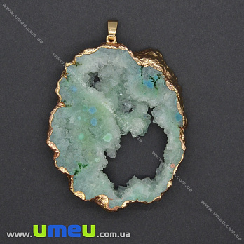 Підвіска з натурального каменю, Друза агату, Салатова, 74х54 мм (POD-036549)