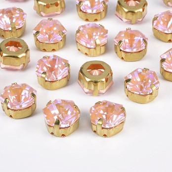 Шатон шестикутний, 10,5х10 мм, Золото, Персиковий (KAB-053063)