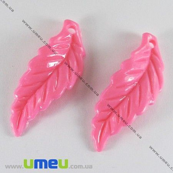 [Архів] Намистина пластикова Лист, 40х15 мм, Рожева (BUS-000836)