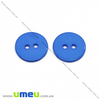Пуговица пластиковая Круглая, 15 мм, Синяя, 1 шт (PUG-013005)