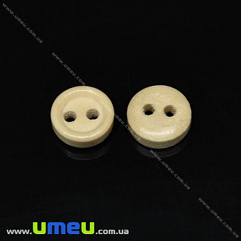 Гудзик дерев'яний Круглий, 9 мм, Натуральне дерево (PUG-032918)