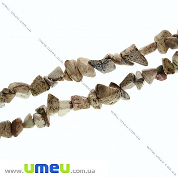 Скол (крошка) натуральный камень Яшма пейзажная, 5-8 мм, 1 нить, (87-89 см), (BUS-013795)
