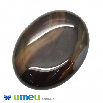 Кабошон нат. камінь Агат коричневий, Овал, 39,8 х29,5 мм (KAB-050625)