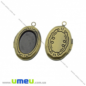 Медальон Овальный под кабошон, Античная бронза, 24х16 мм, 14х10 мм, 1 шт (POD-020109)