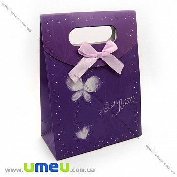 Подарунковий пакет на липучці, Метелик, Фіолетовий 16х12х6 см (UPK-009696)