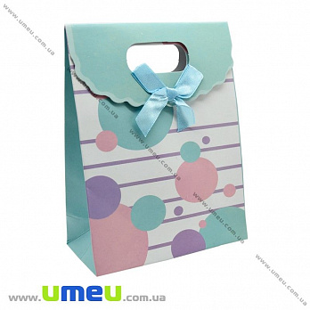 Подарунковий пакет на липучці, Бірюзовий, 16х12х6 см (UPK-020414)