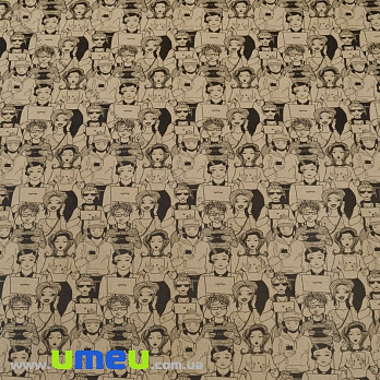 Упаковочная крафт бумага Люди, Бежевая, 70х100 см, 1 лист (UPK-023543)