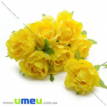 Роза тканевая большая, 40 мм, Желтая, 1 шт (DIF-015038)