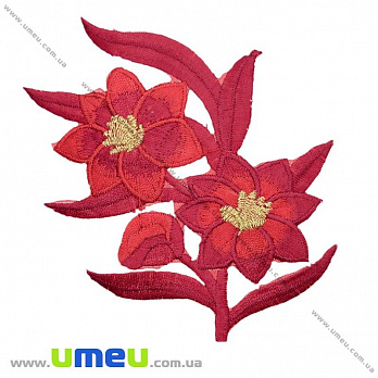 Термоаппликация Цветы, 10х10 см, Красная, 1 шт (APL-021017)