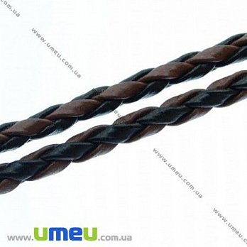 Плетенный искусственный кожаный шнур, Черно-коричневый, 3 мм, 1 м (LEN-007359)