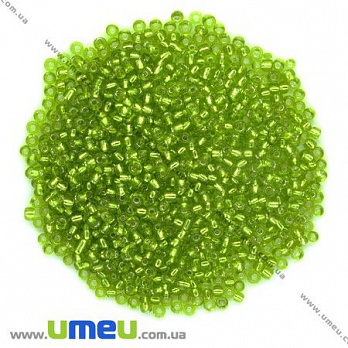 Бісер китайський середній, 8/0, Салатовий блискучий, 3 мм (BIS-007984)