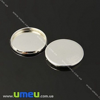 Основа круглая, 16 мм, Светлое серебро, 1 шт (OSN-009645)