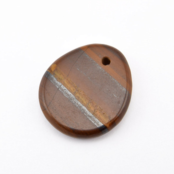 Подвеска Капля плоская, Натур. камень Тигровый глаз, 28х25 мм (POD-058649)