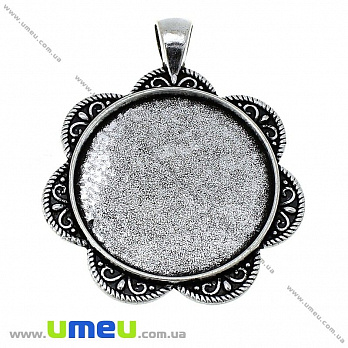Основа кругла, 48х40 мм, 30 мм, Античне срібло (OSN-028235)