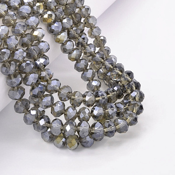 Намистини ронделі, 8х6 мм, Сірі АВ (BUS-052178)