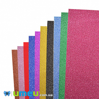 Папір кольоровий на клейовий основі Гліттерний, А4, 10 кольорів, 10 листів, 80 г / м2 (DIF-041113)