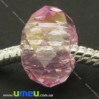 [Архів] Намистина PANDORA скляна під кришталь, 14х8 мм, Рожева АВ (BUS-006860)