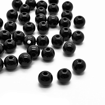 Намистини для сумок ОПТ, Пластикові, Круглі, 8 мм, Чорні (BUS-060734)