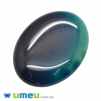 Кабошон нат. камінь Агат синій, Овал, 39,6 х29,6 мм (KAB-050599)