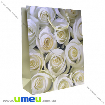 Подарочный пакет Розы, 40х31х12 см, Кремовый, 1 шт (UPK-035670)