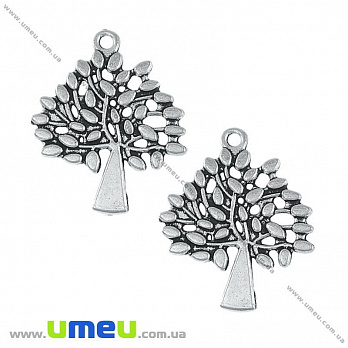 [Архів] Підвіска метал. Дерево, 30х24 мм, Античне срібло (POD-021101)